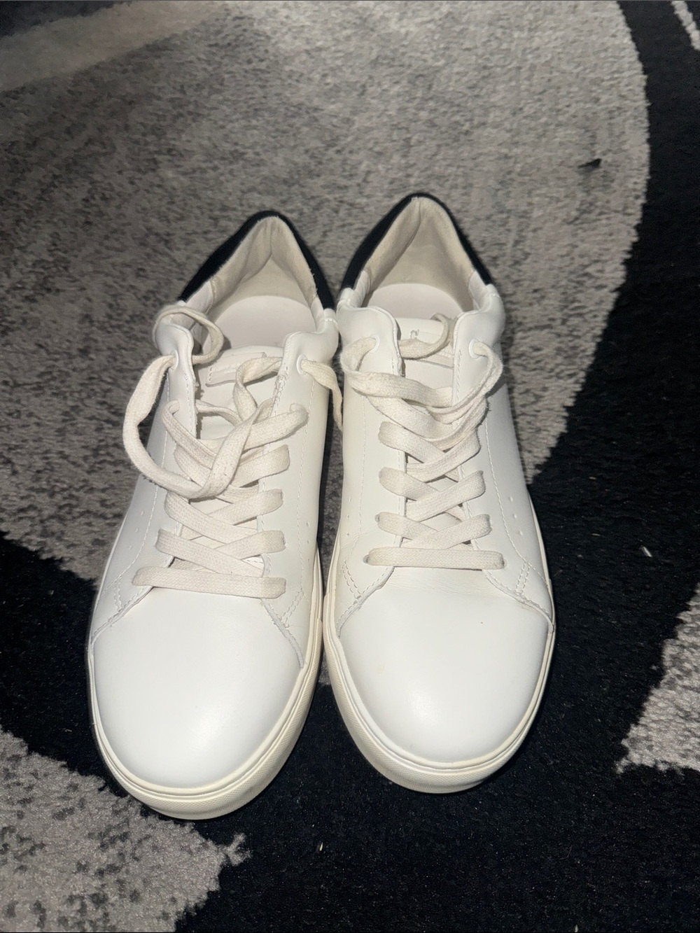 KURT GEIGER White Low-Top Sneakers with Black Heel Accent